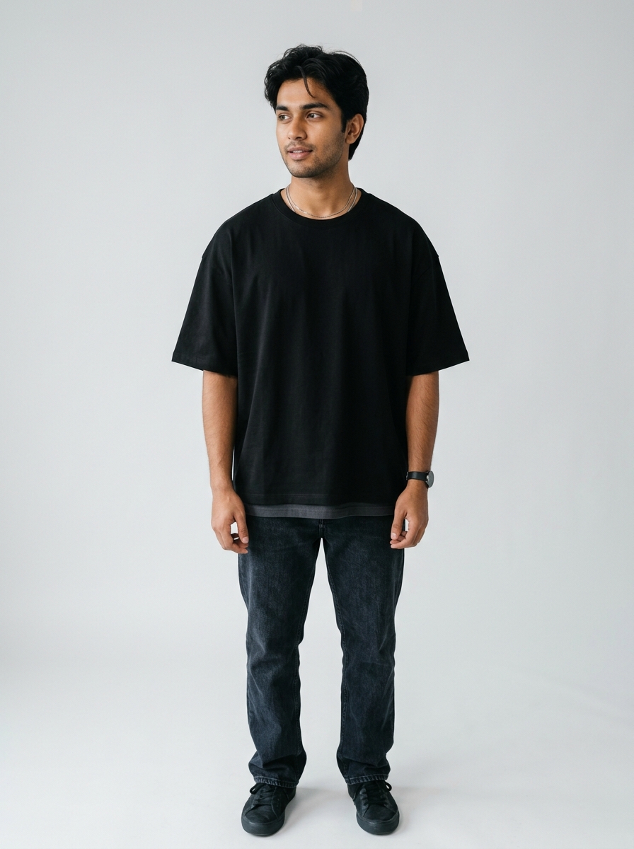 Oversized Essential Tee in Black